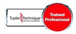 Tupler Technique® – Professionnelle certifiée Les Petits Pois Badge officiel Tupler Technique® indiquant “Trained Professional”, certification pour le traitement de la diastase des grands droits.